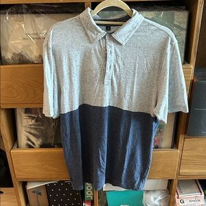 Travis Mathew Light Gray and Navy Polo Shirt